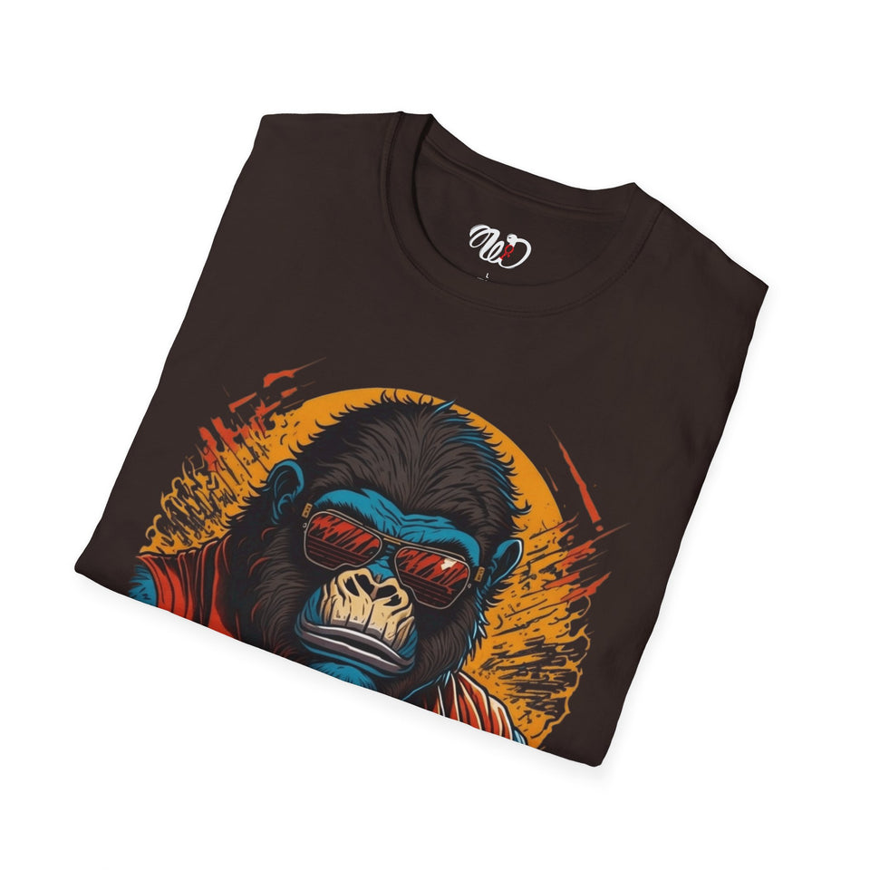 Retro Ape Graphic T-Shirt — Cool Gorilla with Sunglasses & Jacket