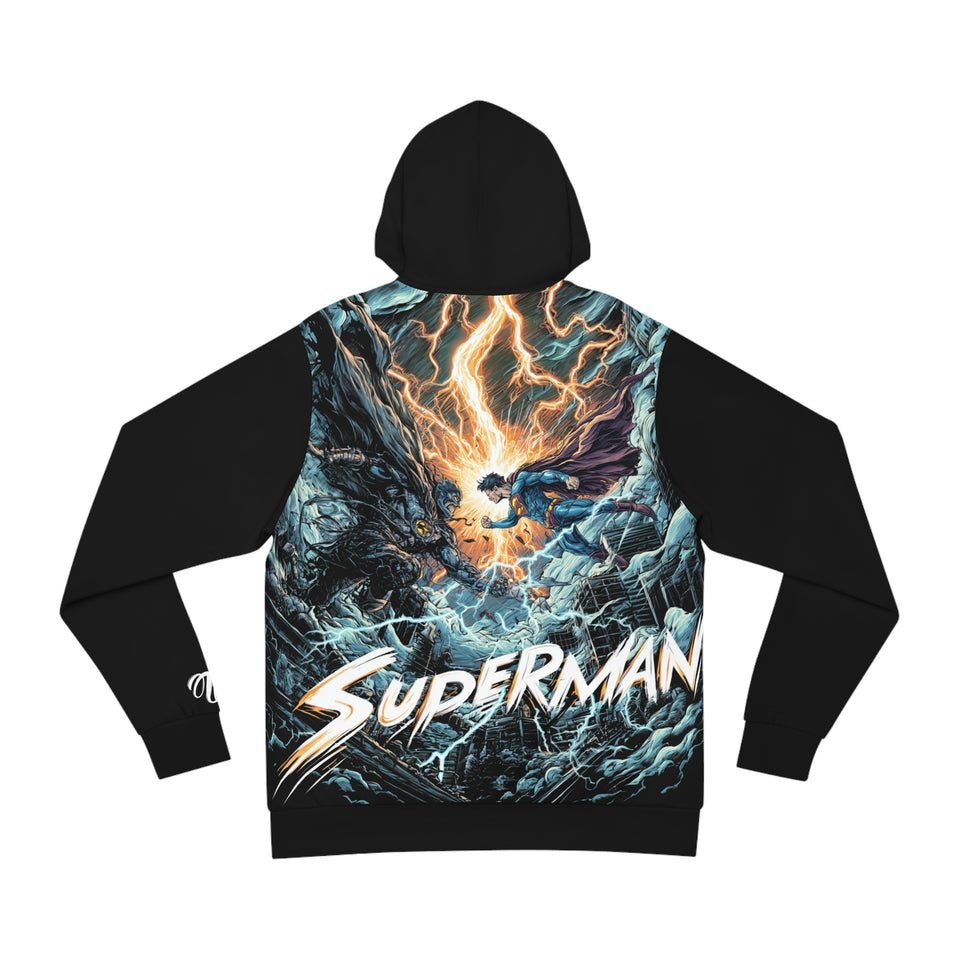 Superman Graphic Hoodie — Iconic Blue S Shield Front & Epic Back Artwork
