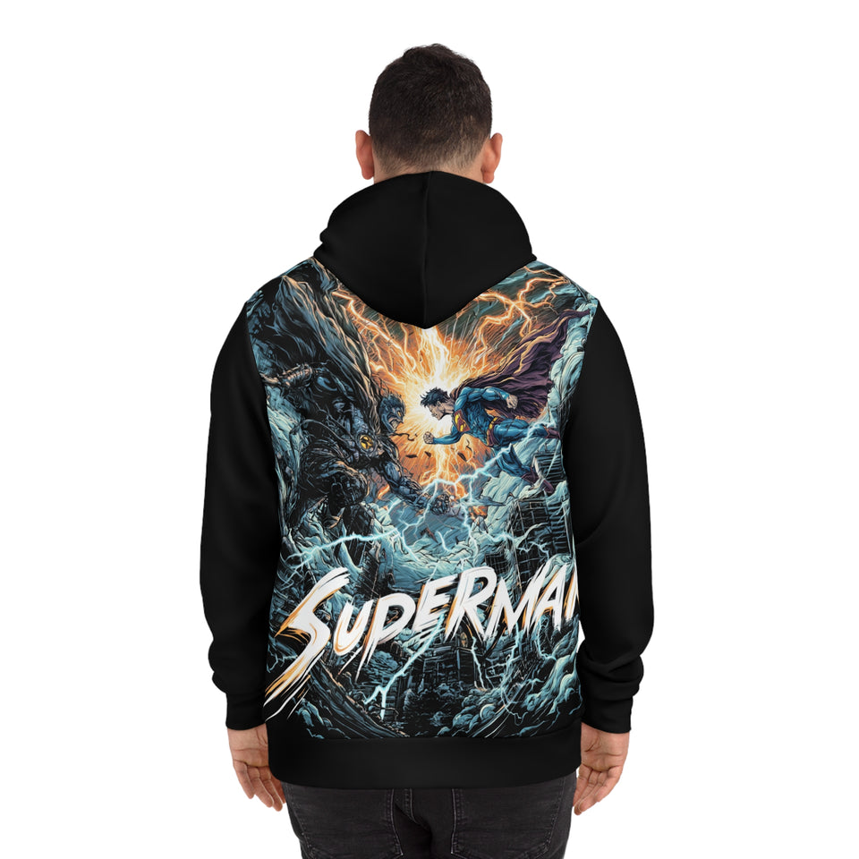 Superman Graphic Hoodie — Iconic Blue S Shield Front & Epic Back Artwork