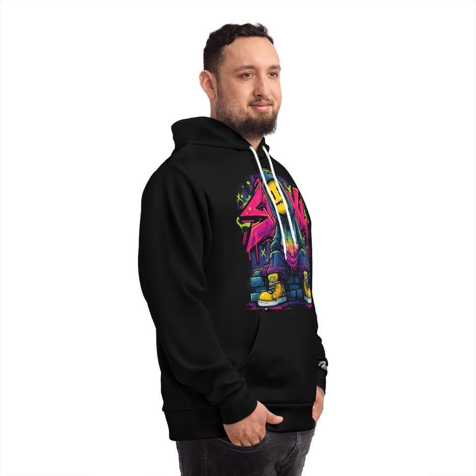 Smiling Pixel Streetwear Hoodie — Neon Gamer Graphic Pullover
