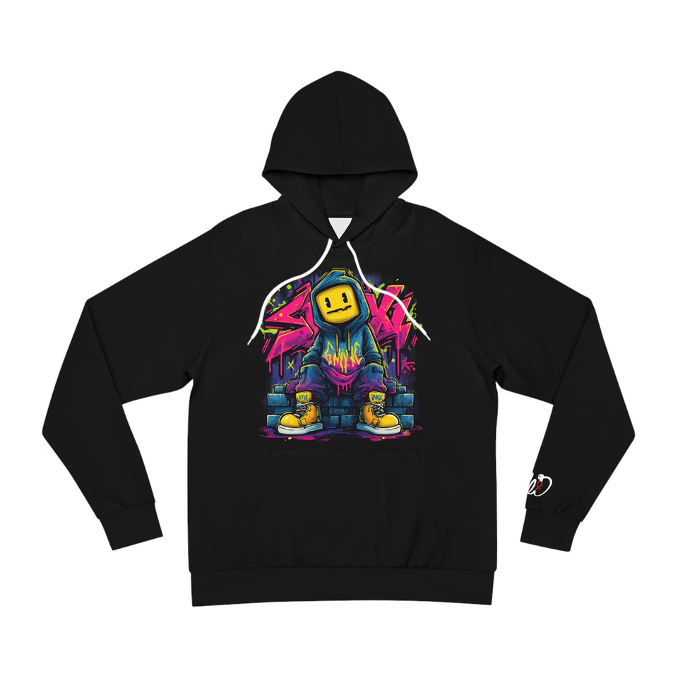 Smiling Pixel Streetwear Hoodie — Neon Gamer Graphic Pullover