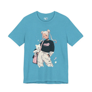 Anime Girl Graphic T-Shirt — Cute Kawaii Teddy & Streetwear Design
