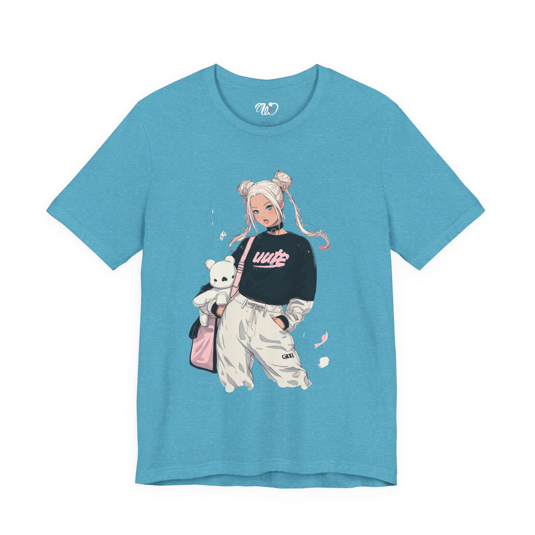 Anime Girl Graphic T-Shirt — Cute Kawaii Teddy & Streetwear Design