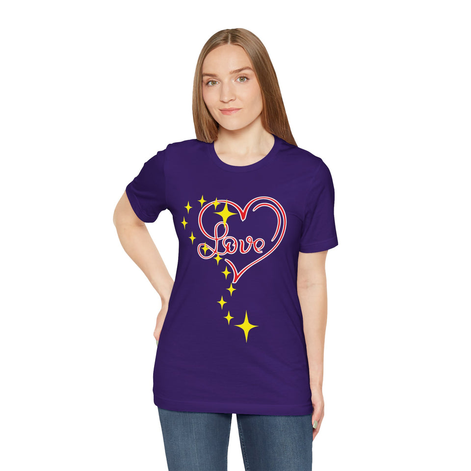 Love Heart Tee — Pink Sparkle Script Heart