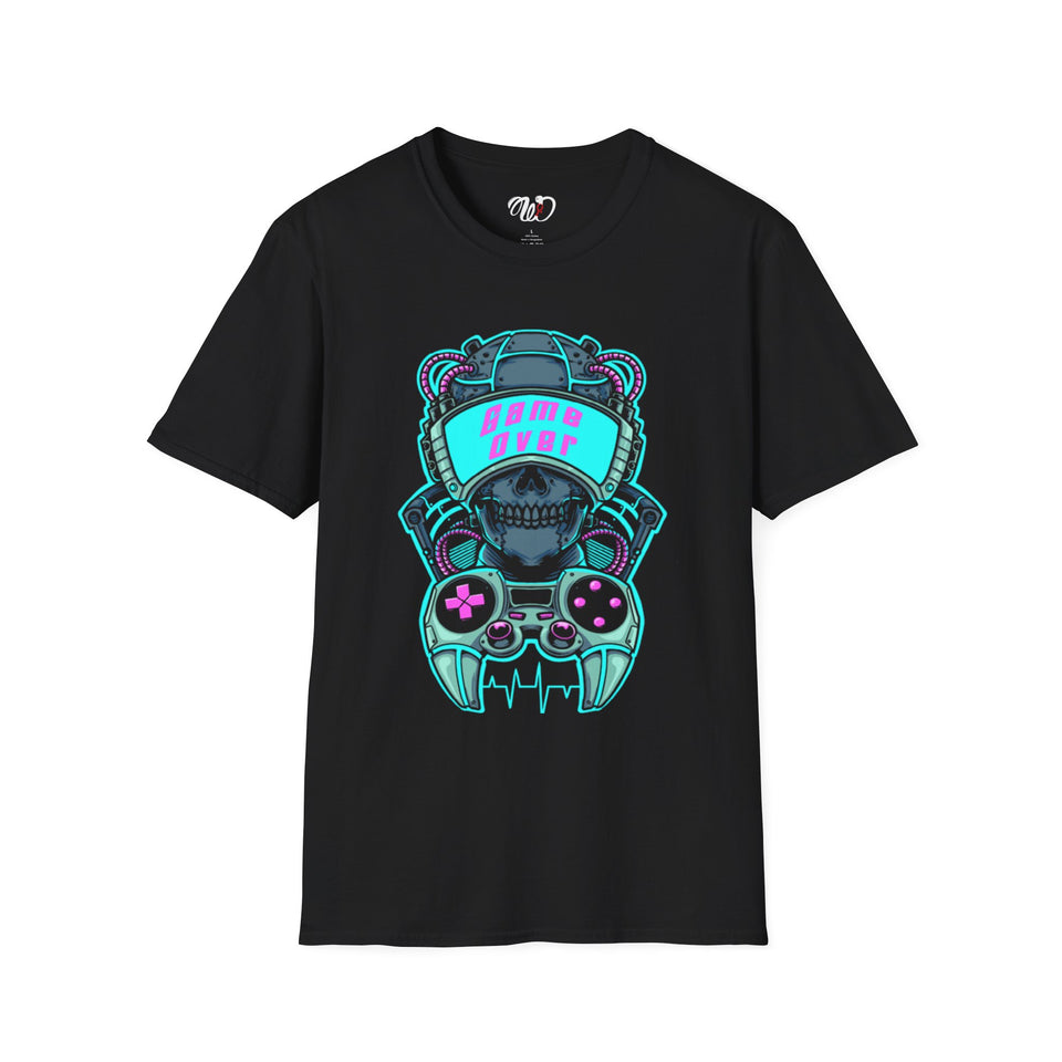 Gamer Skull T-Shirt — Retro Neon 'Game Over' Graphic Tee