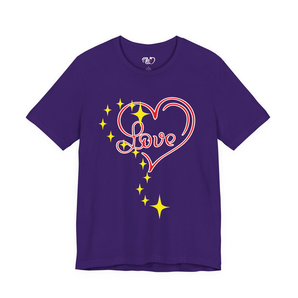 Love Heart Tee — Pink Sparkle Script Heart