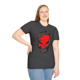 Skull Ripped Design T-Shirt — Red Torn Skull Graphic Tee