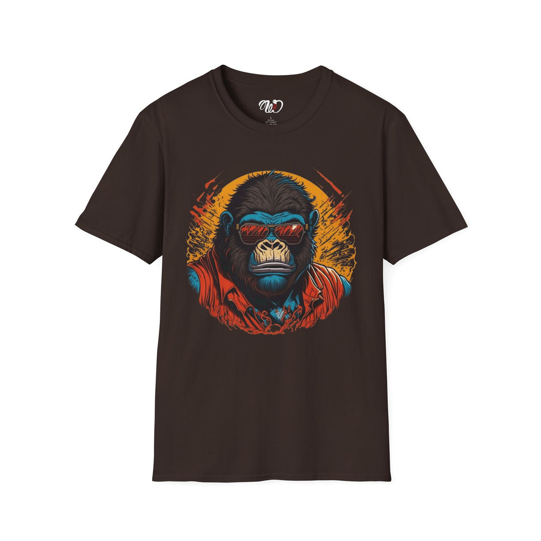 Retro Ape Graphic T-Shirt — Cool Gorilla with Sunglasses & Jacket