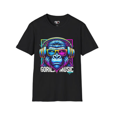 Gorilla Music T-Shirt — Neon Ape Headphones Graphic Tee