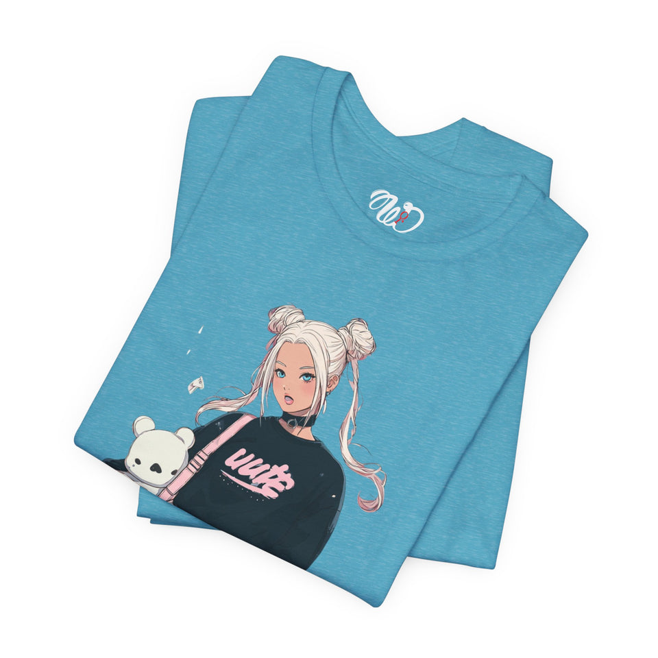 Anime Girl Graphic T-Shirt — Cute Kawaii Teddy & Streetwear Design