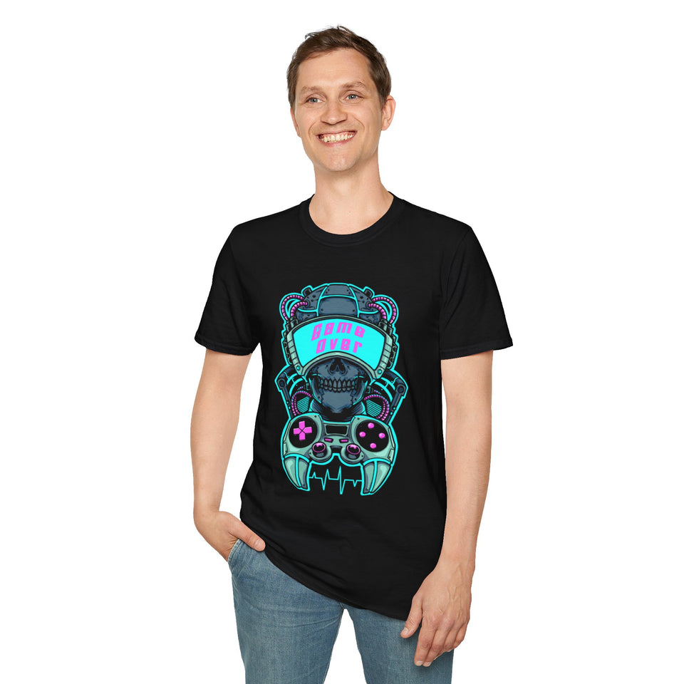 Gamer Skull T-Shirt — Retro Neon 'Game Over' Graphic Tee