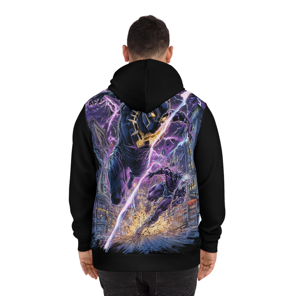 Black Panther Split Mask Hoodie — Vibrant Comic Art Pullover