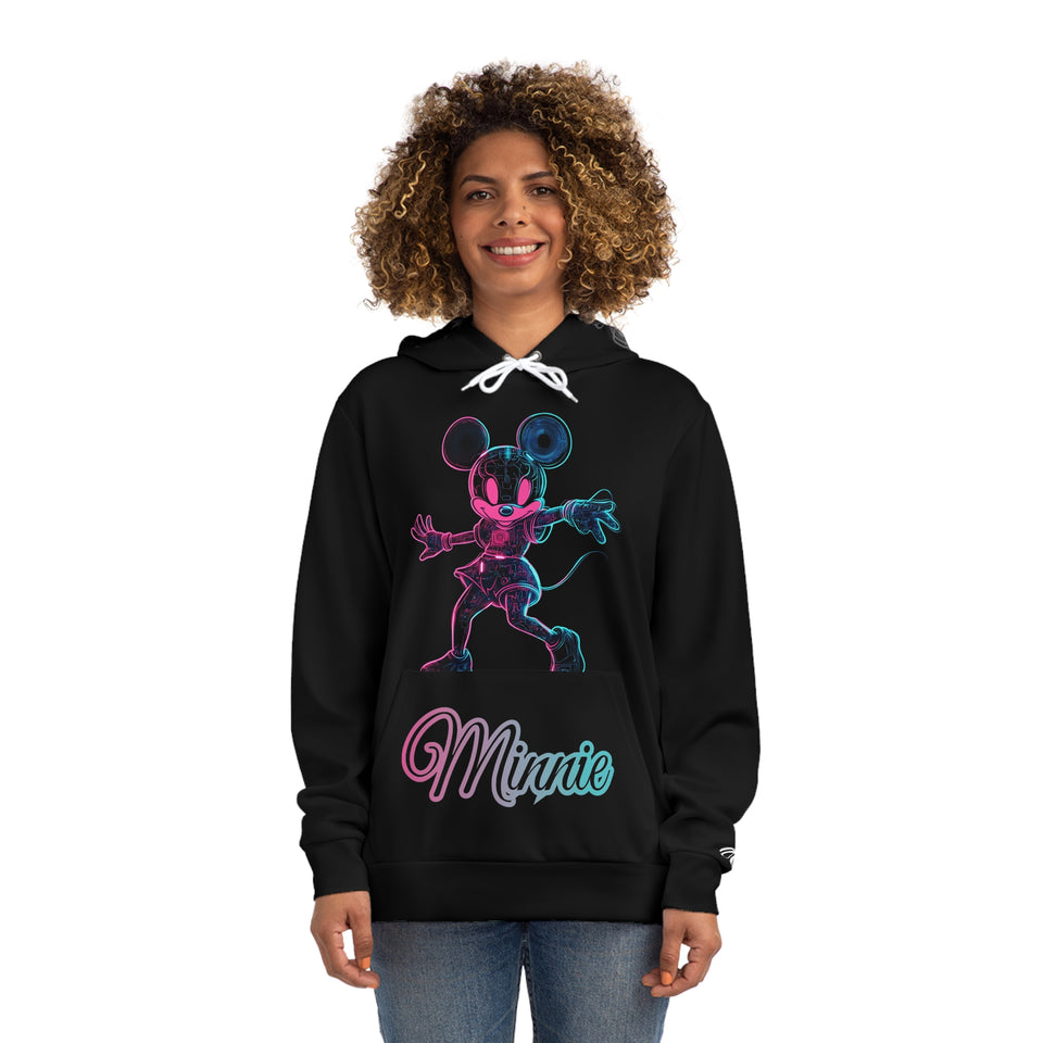 Neon Minnie Graphic Hoodie — Colorful Retro Mouse Pullover