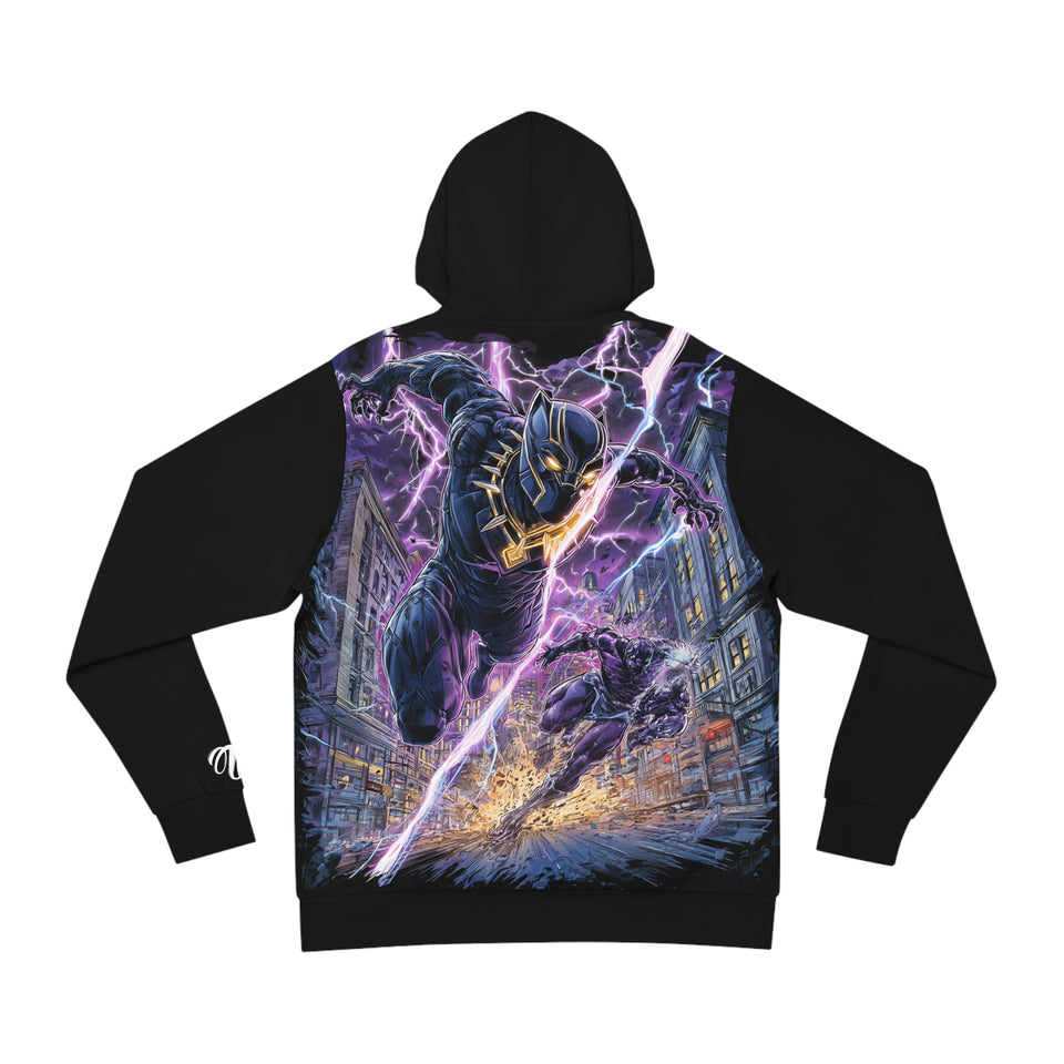 Black Panther Split Mask Hoodie — Vibrant Comic Art Pullover
