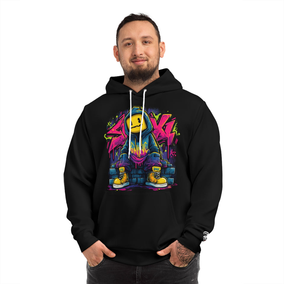 Smiling Pixel Streetwear Hoodie — Neon Gamer Graphic Pullover